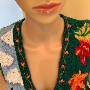 Vintage Fall Harvest Eagle’s eye knit vest